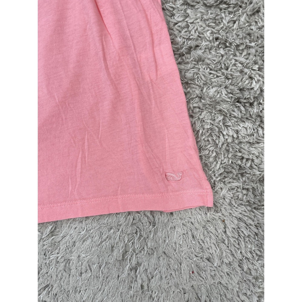 Vineyard Vines Shirt Womens Medium Pink Smocked Ruffle Sleeveless Whale Logo - Picture 3 of 9
